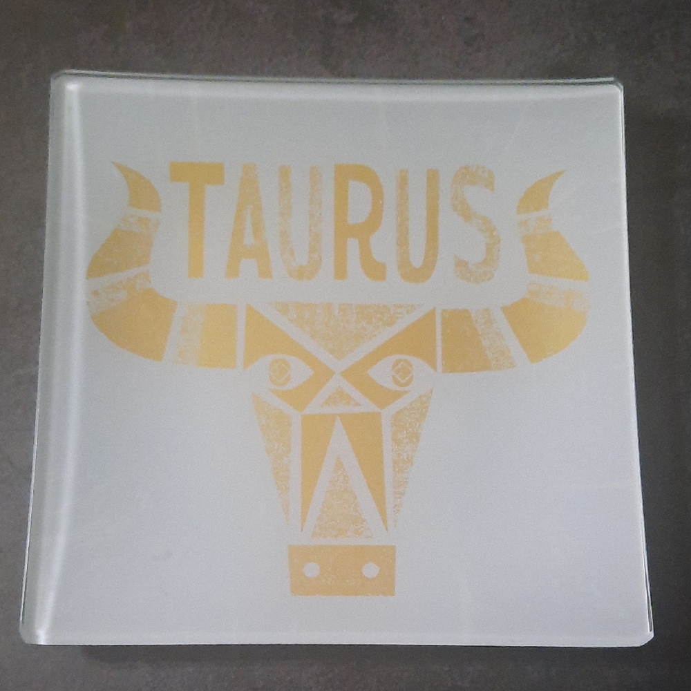 Gold Taurus Glass Trinket Tray